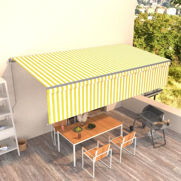 vidaXL Ručne zaťahovacia markíza s tienidlom 6x3m žlto-biela