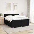vidaXL LED boxspring posteľ s matracom Čierna 200 x 200 cm Látka