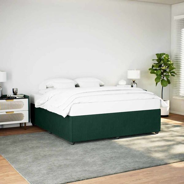 vidaXL Posteľ bez matraca tmavozelený 180x200 cm zamat