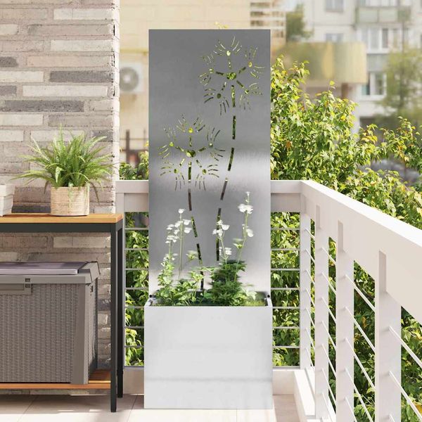 vidaXL Záhradná clona na súkromie Kvetinový Strieborný 50 x 150 cm