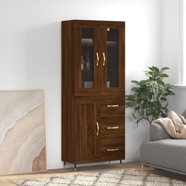 vidaXL Vysoká skrinka hnedý dub 69,5x34x180 cm spracované drevo
