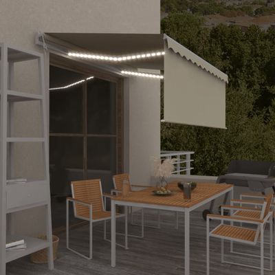vidaXL Automatická markíza tienidlo&LED&senzor vetra 3,5x2,5m krémová