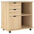 vidaXL Koliesková skriňa 63,5 x 39 x 65,5 cm Masívne borovicové drevo