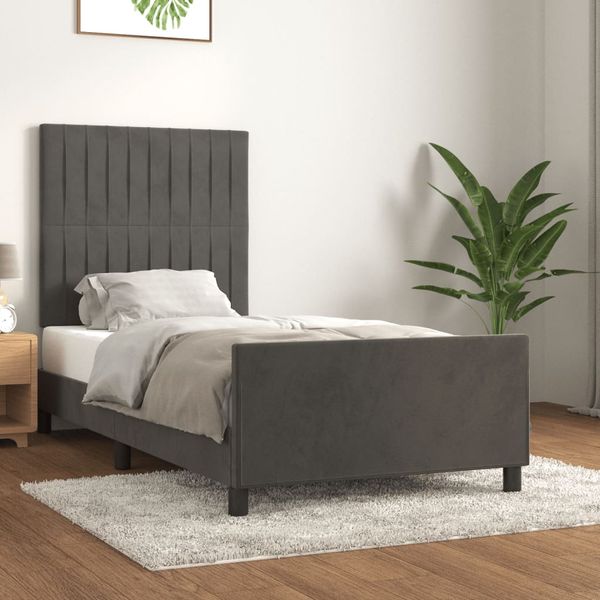 vidaXL Posteľ bez matraca tmavosivá 100x200 cm zamat