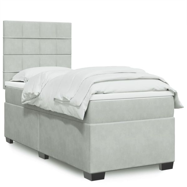vidaXL Posteľný rám boxsping s matracom bledosivý 80x200 cm zamat