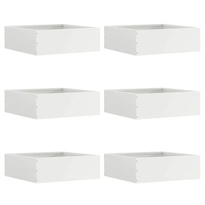 vidaXL Obrubník trávnika 6 ks 40 x 40 x 13 cm Oceľ Biela