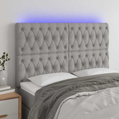 vidaXL Čelo postele s LED bledosivé 160x7x118/128 cm látka