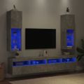 vidaXL TV skrinky s LED svetlami 2 ks betónovo sivé 30,5x30x102 cm