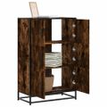 vidaXL Vysoká skrinka dymový dub 68x35x106,5 cm kompozitné drevo+kov