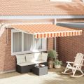 vidaXL Sklopná markíza Žltá a oranžová 350 x 250 cm Polyester