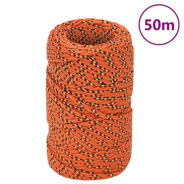 vidaXL Lodné lano oranžové 2 mm 50 m polypropylén