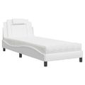 vidaXL Posteľ Viana s matracom biela 90x190 cm umelá koža