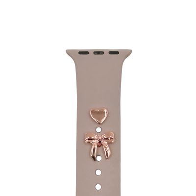 Pin Charms set for watch straps bow rose gold