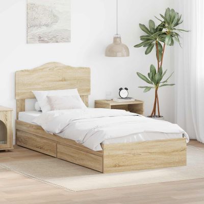 vidaXL Úložná posteľ Sonoma dub 90 x 190 cm Kompozitné drevo
