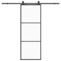 vidaXL Posuvné dvere s kovaním čierne 76x205 cm ESG sklo