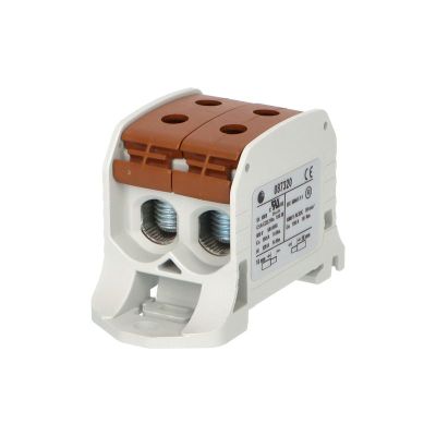 Svorka univerzálna RKA 50 1/4 L B, 150A, 1pól. (4x vstup), AL/CU, hnedá, na DIN/na panel