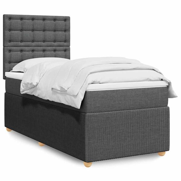 vidaXL Posteľný rám boxsping s matracom tmavosivý 80x200 cm látka