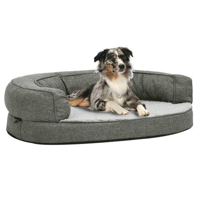 vidaXL Ergonomický matrac pre psa 90x64 cm ľanový vzhľad flís šedý