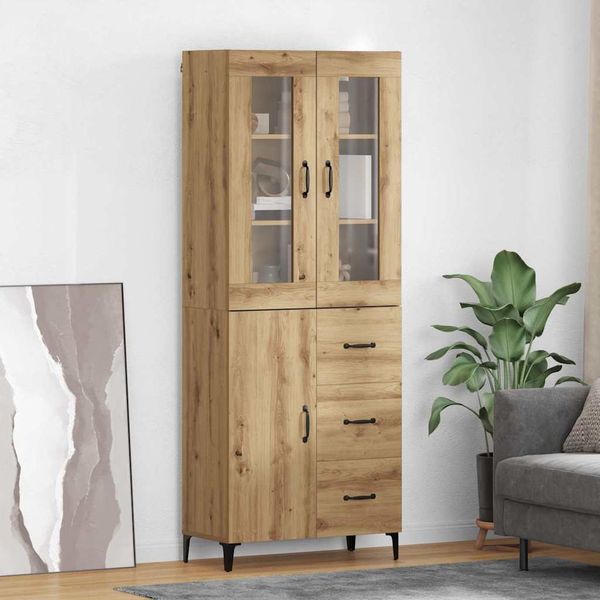 vidaXL Highboard Remeselný dub 69,5 x 34 x 180 cm Kompozitné drevo