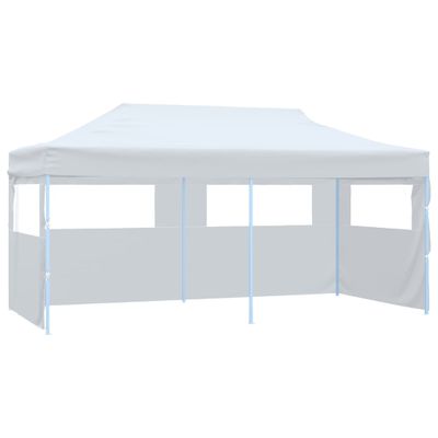 vidaXL Skladací párty stan s bočnými stenami 3x6 m oceľový biely