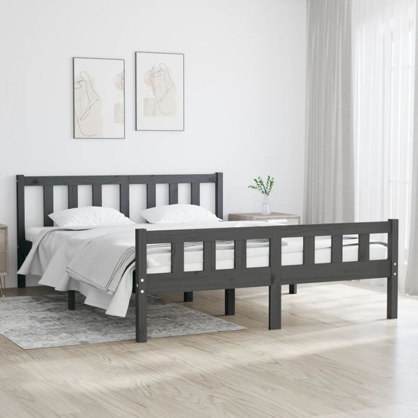 vidaXL Posteľný rám sivý masívne drevo 140x190 cm