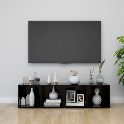 vidaXL TV skrinky 4 ks, čierne 37x35x37 cm, kompozitné drevo