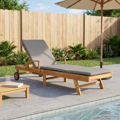 vidaXL Ležadlo s vankúšom 100% polyester a masívny teak