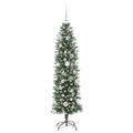 vidaXL Umelý chudý vianočný strom Zelená a biela 150 cm