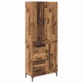 vidaXL Highboard Staré drevo 69,5 x 34 x 180 cm Kompozitné drevo