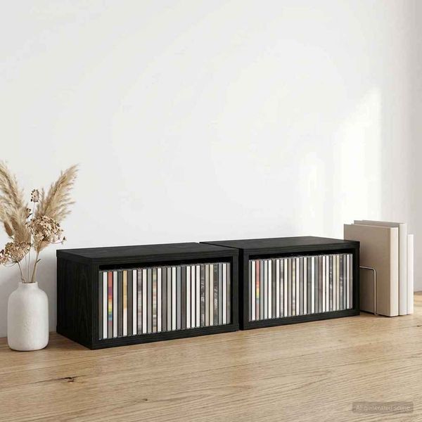 vidaXL Roh na skladovanie CD 2 ks Čierny dub 40 x 17 x 17 cm