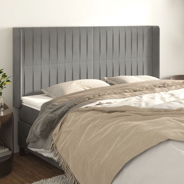 vidaXL Čelo postele so záhybmi bledosivé 183x16x118/128 cm zamat