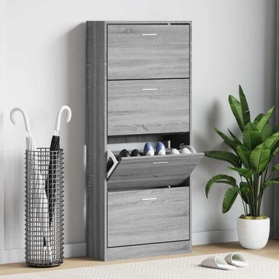 vidaXL Botník sivý dub sonoma 63x24x147 cm spracované drevo