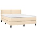 vidaXL Boxspring posteľ s matracom krémový 140x190 cm látka