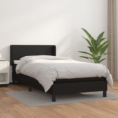 vidaXL Boxspring posteľ s matracom čierna 80x200 cm umelá koža