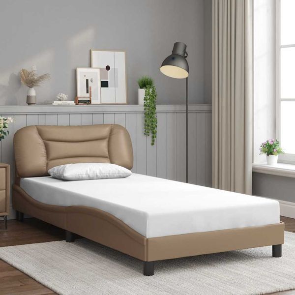 vidaXL Rám postele bez matraca Hvar kapučínový 100x200 cm umelá koža