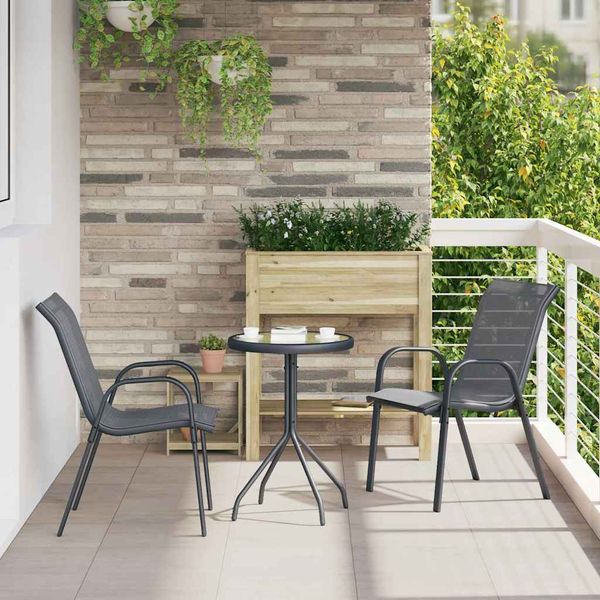 vidaXL Záhradný bistro set 3 pcs Sivá Oceľ