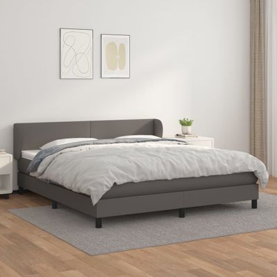 vidaXL Boxspring posteľ s matracom sivá 180x200 cm umelá koža