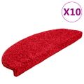 vidaXL Schodové rohože 10 ks 65x21x4 cm červené polkruhové veľké