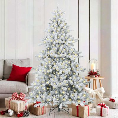 vidaXL Umelý Sklápací Vianočný Stromček Biela 180 cm PVC a oceľ