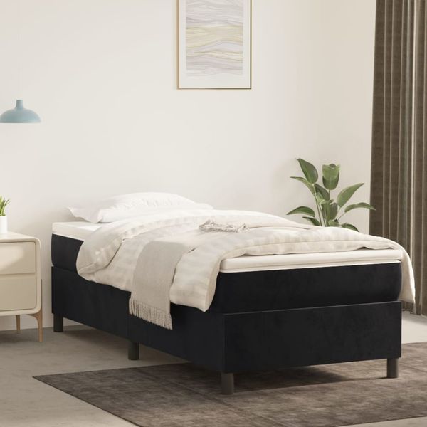 vidaXL Posteľný rám boxspring s matracom čierny 100x200 cm zamat