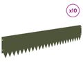 vidaXL Obrubník trávnika 10 ks 103 x 20 cm Oceľ Olivovo zelená