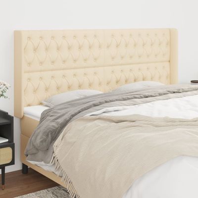 vidaXL Čelo postele so záhybmi krémový 203x16x118/128 cm látka