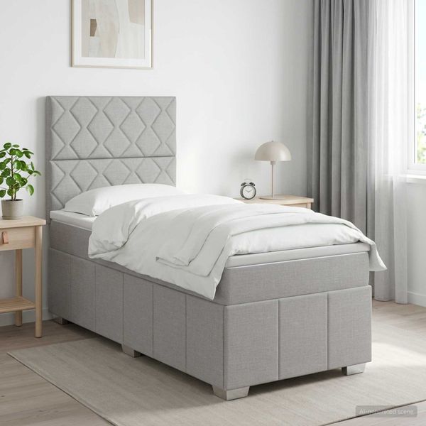 vidaXL Posteľ boxspring s matracom Svetlosivá 100 x 200 cm Látka