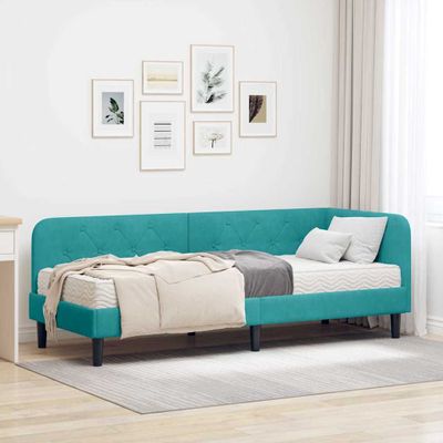 vidaXL Rohový rám postele Tyrkysová 80 x 200 cm Zamat