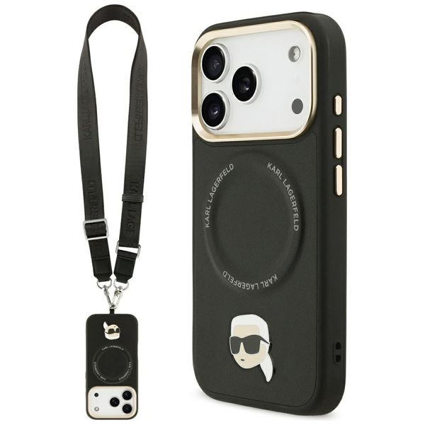 Puzdro Karl Lagerfeld Big Strap Karl Metal Logo MagSafe pre iPhone 17 Pro Max čierne
