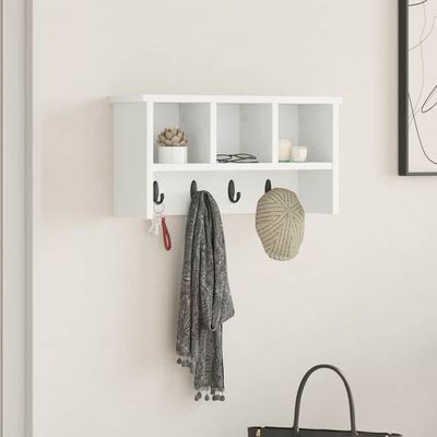 vidaXL Vešiak na stenu Nástenný Biela 50 x 16 x 26 cm Kompozitné drevo