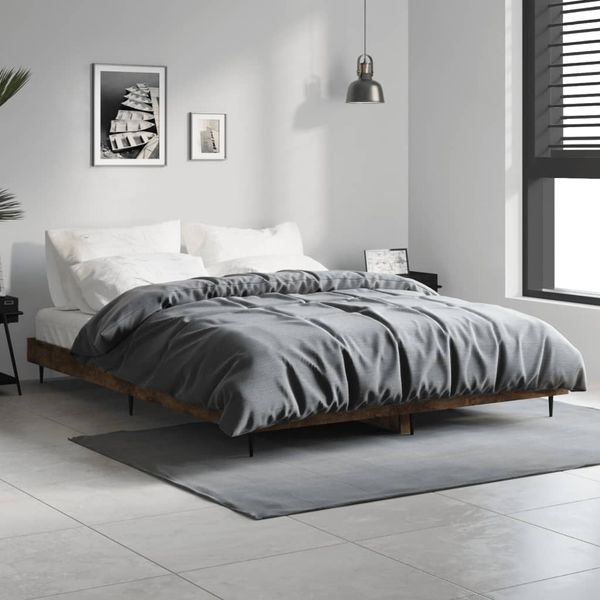 vidaXL Posteľný rám bez matraca dymový dub 140x190 cm kompozitné drevo