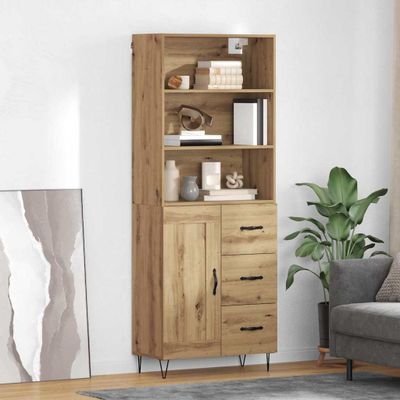 vidaXL Highboard so zásuvkou 2 pcs Remeselný dub Kompozitné drevo