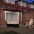 vidaXL Automaticky zaťahovacia markíza s LED burgundská 300x250 cm