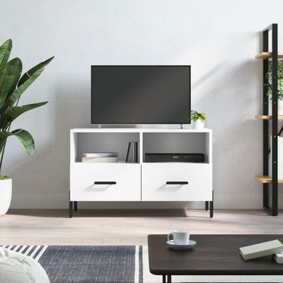 vidaXL TV skrinka biela 80x36x50 cm spracované drevo
